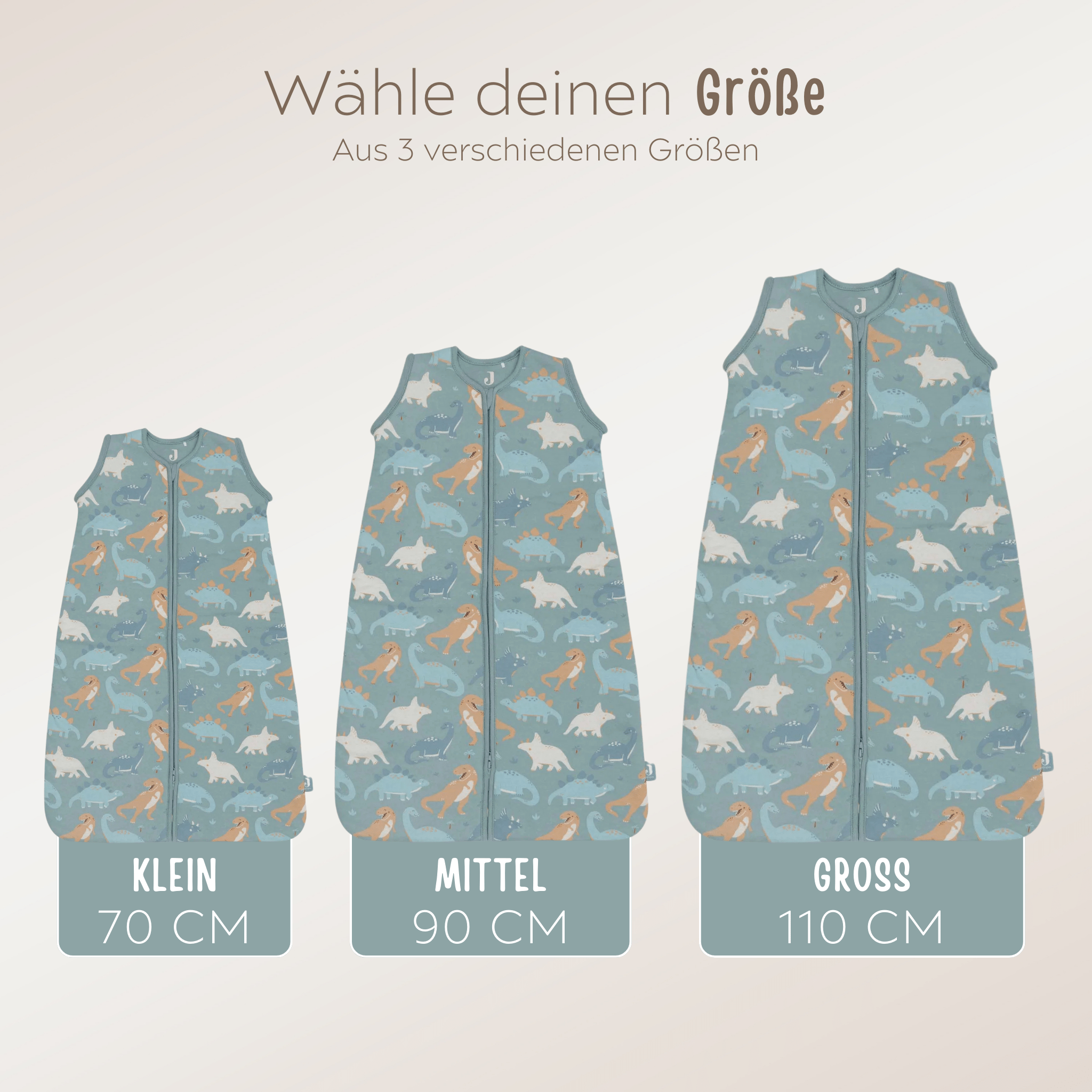 JOLLEIN Schlafsack Baby Dinos personalisiert - wunderwunsch