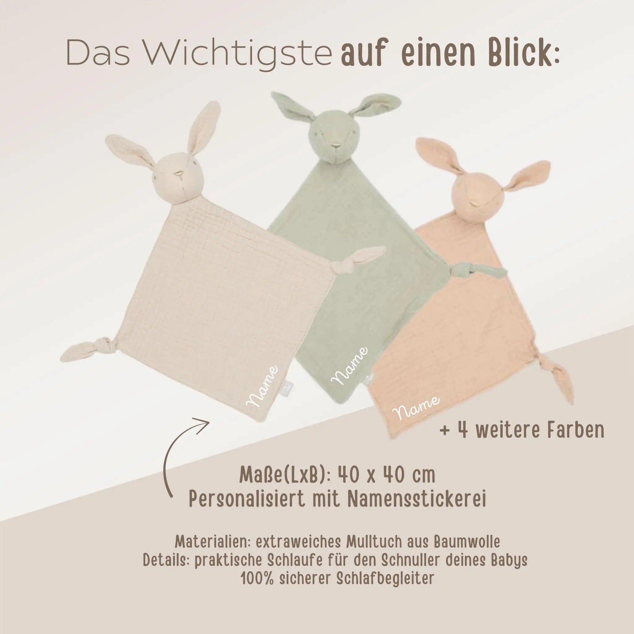 JOLLEIN Schmusetuch Hase personalisiert - wunderwunsch
