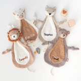 JOLLEIN Schmusetuch personalisiert - Bär, Giraffe, Löwe oder Fuchs - wunderwunsch