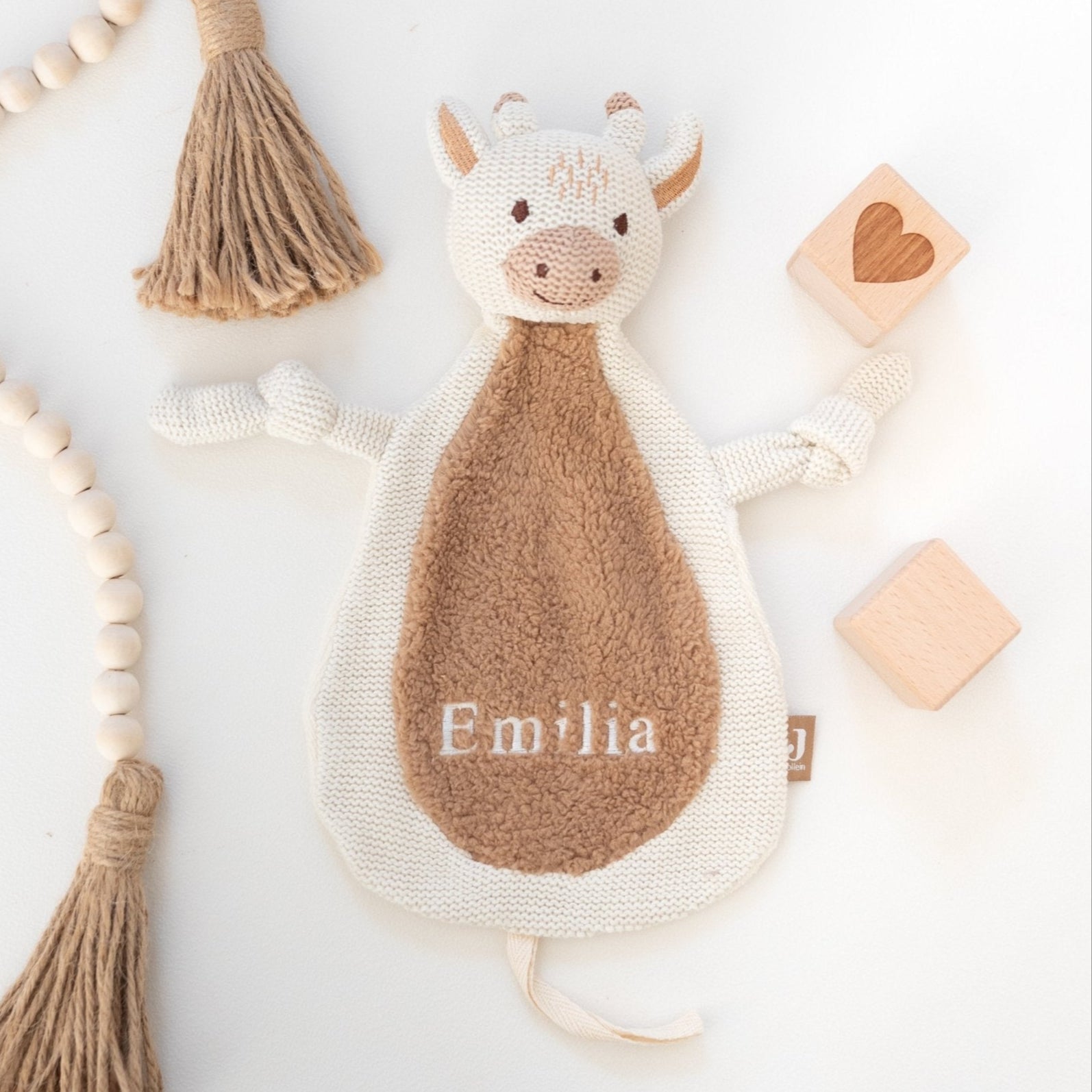 JOLLEIN Schmusetuch personalisiert - Bär, Giraffe, Löwe oder Fuchs - wunderwunsch