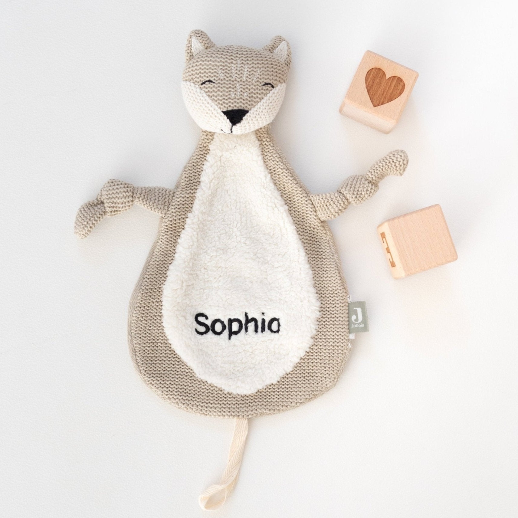 JOLLEIN Schmusetuch personalisiert - Bär, Giraffe, Löwe oder Fuchs - wunderwunsch