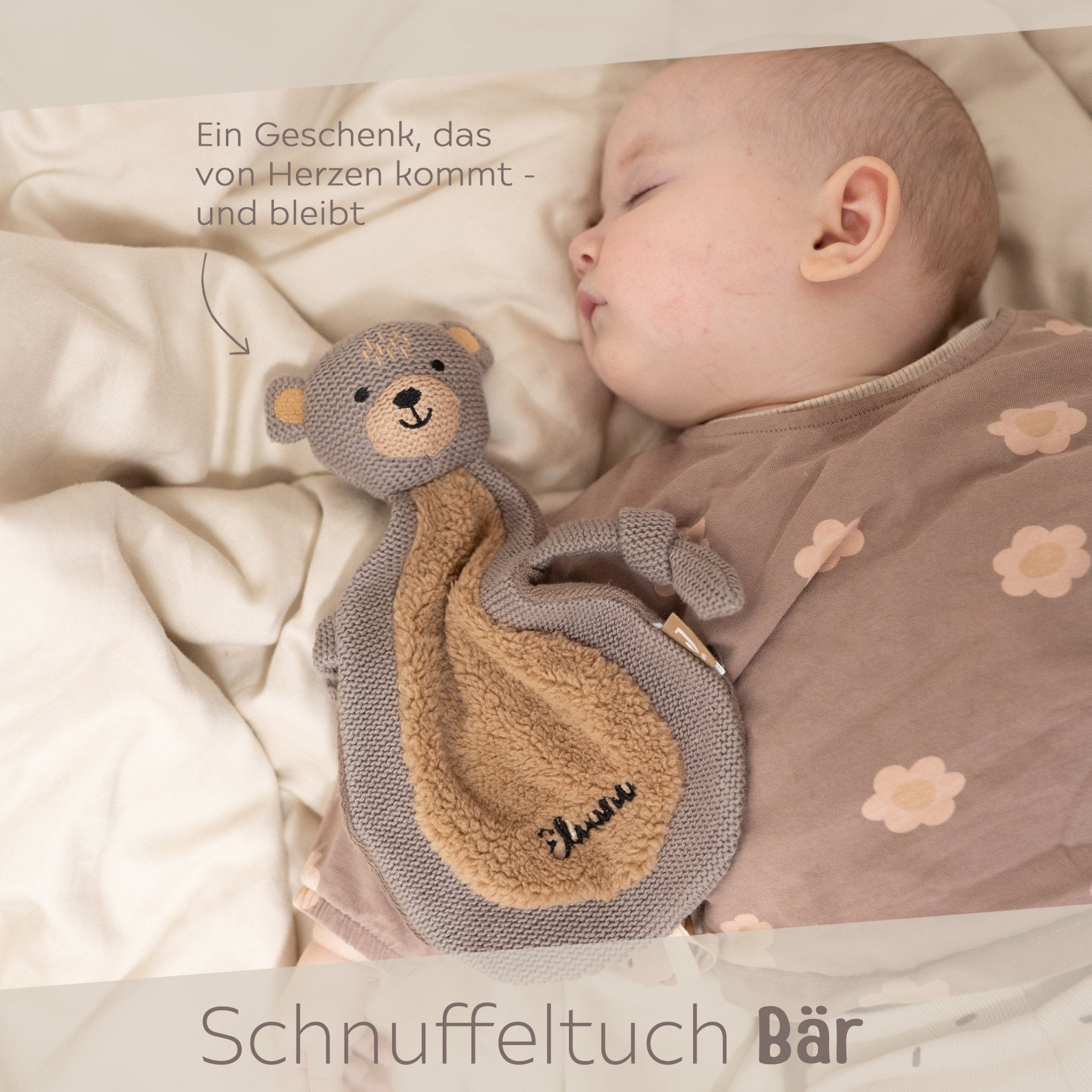 JOLLEIN Schmusetuch personalisiert - Bär, Giraffe, Löwe oder Fuchs - wunderwunsch