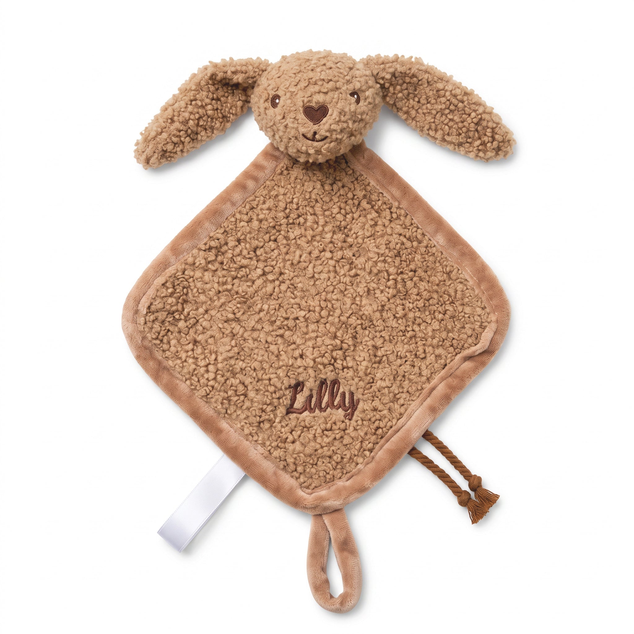 JOLLEIN Schmusetuch personalisiert Hase Bouclé biscuit - wunderwunsch