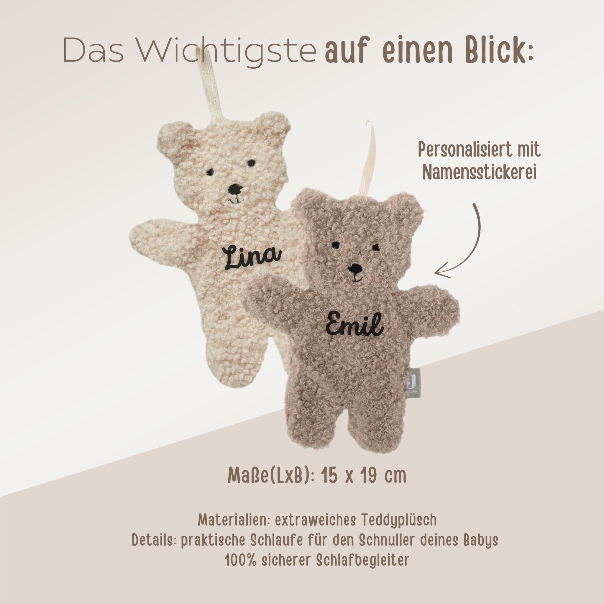 JOLLEIN Schmusetuch Plüsch Teddybär - wunderwunsch