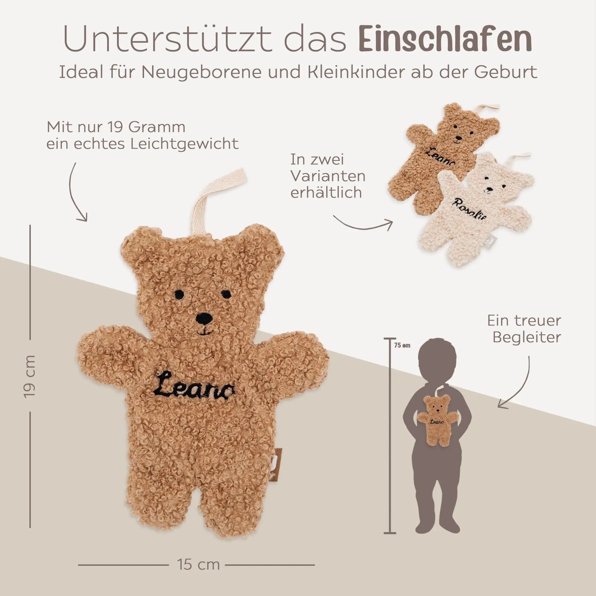 JOLLEIN Schnullertuch Boucle Teddybär - wunderwunsch