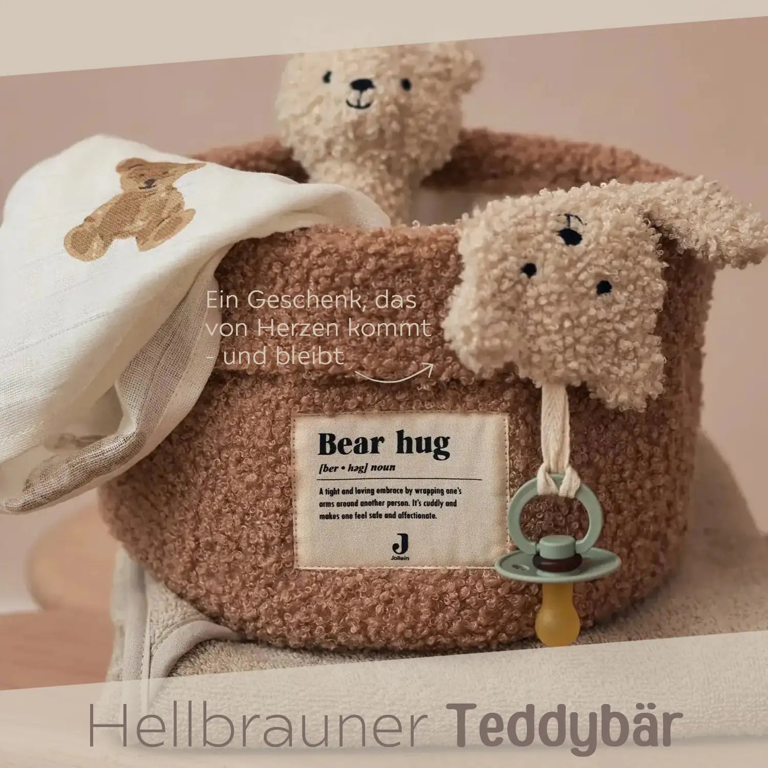 JOLLEIN Schnullertuch Boucle Teddybär - wunderwunsch