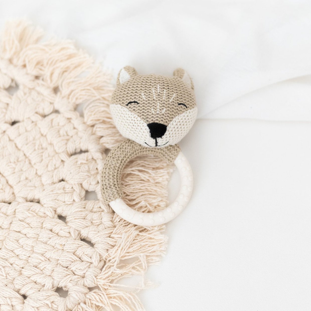 JOLLEIN Silikon Babyrassel - Bär, Giraffe, Fuchs - wunderwunsch