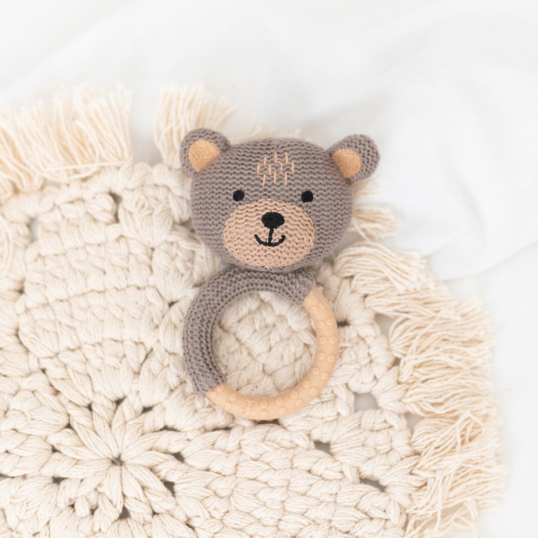 JOLLEIN Silikon Babyrassel - Bär, Giraffe, Fuchs - wunderwunsch