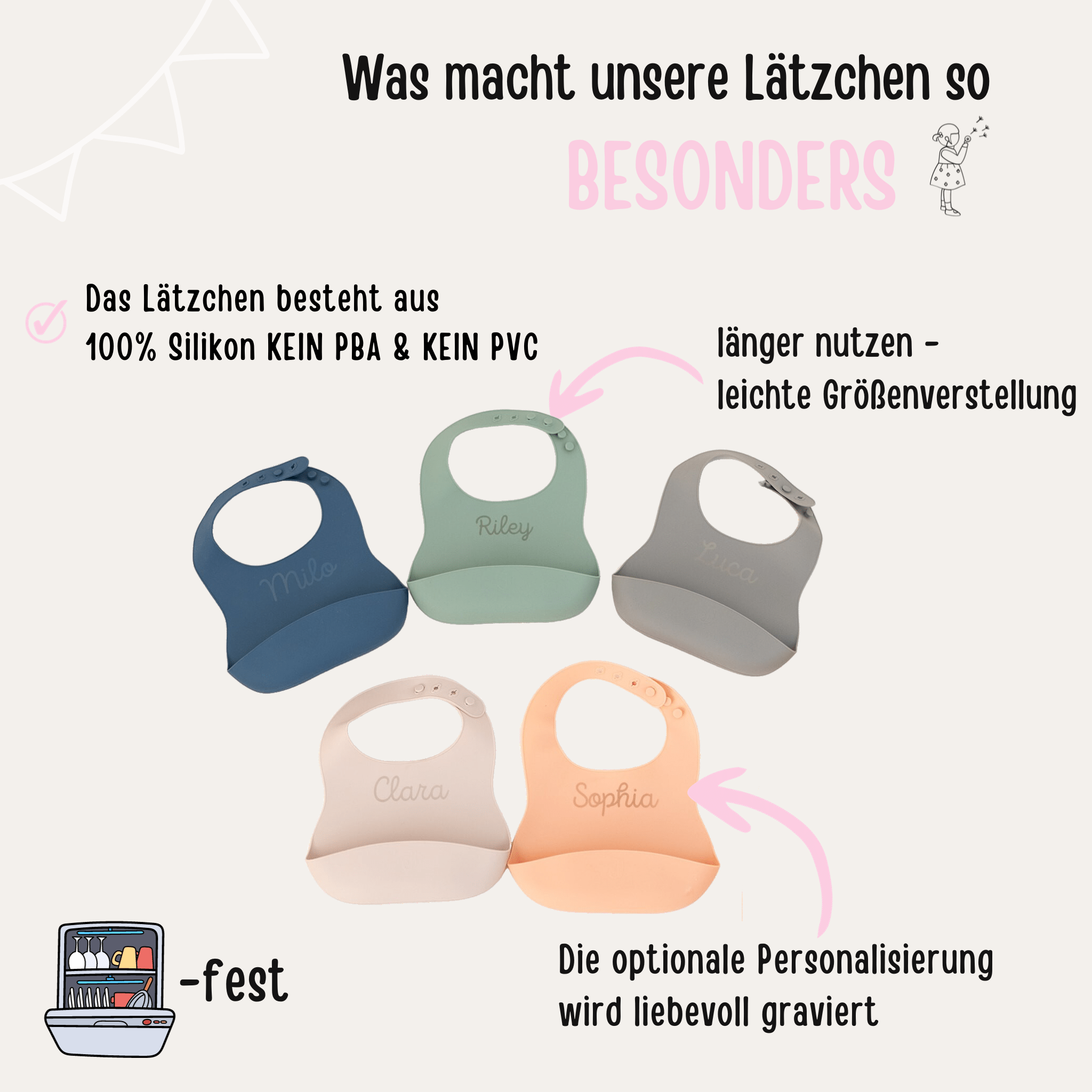 JOLLEIN Silikon Latz mit Auffangschale - wunderwunsch