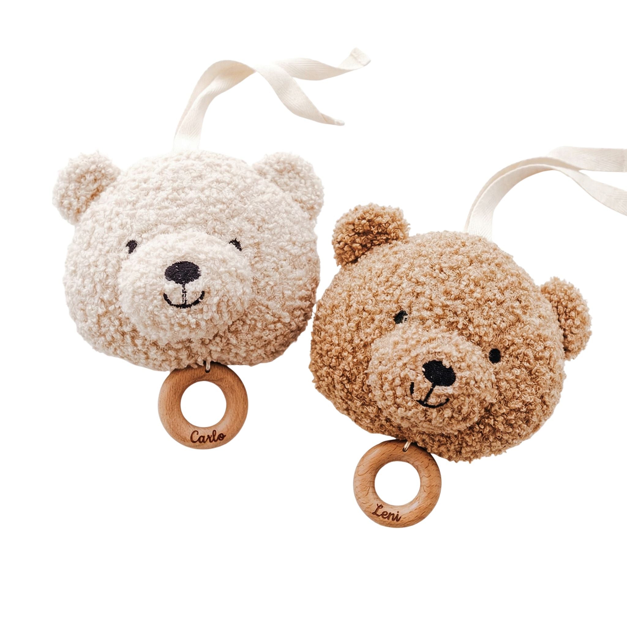 JOLLEIN Spieluhr für Babys personalisierbar - Teddybär Boucle - wunderwunsch