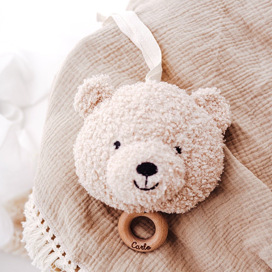 JOLLEIN Spieluhr für Babys personalisiert - Teddybär Boucle - wunderwunsch