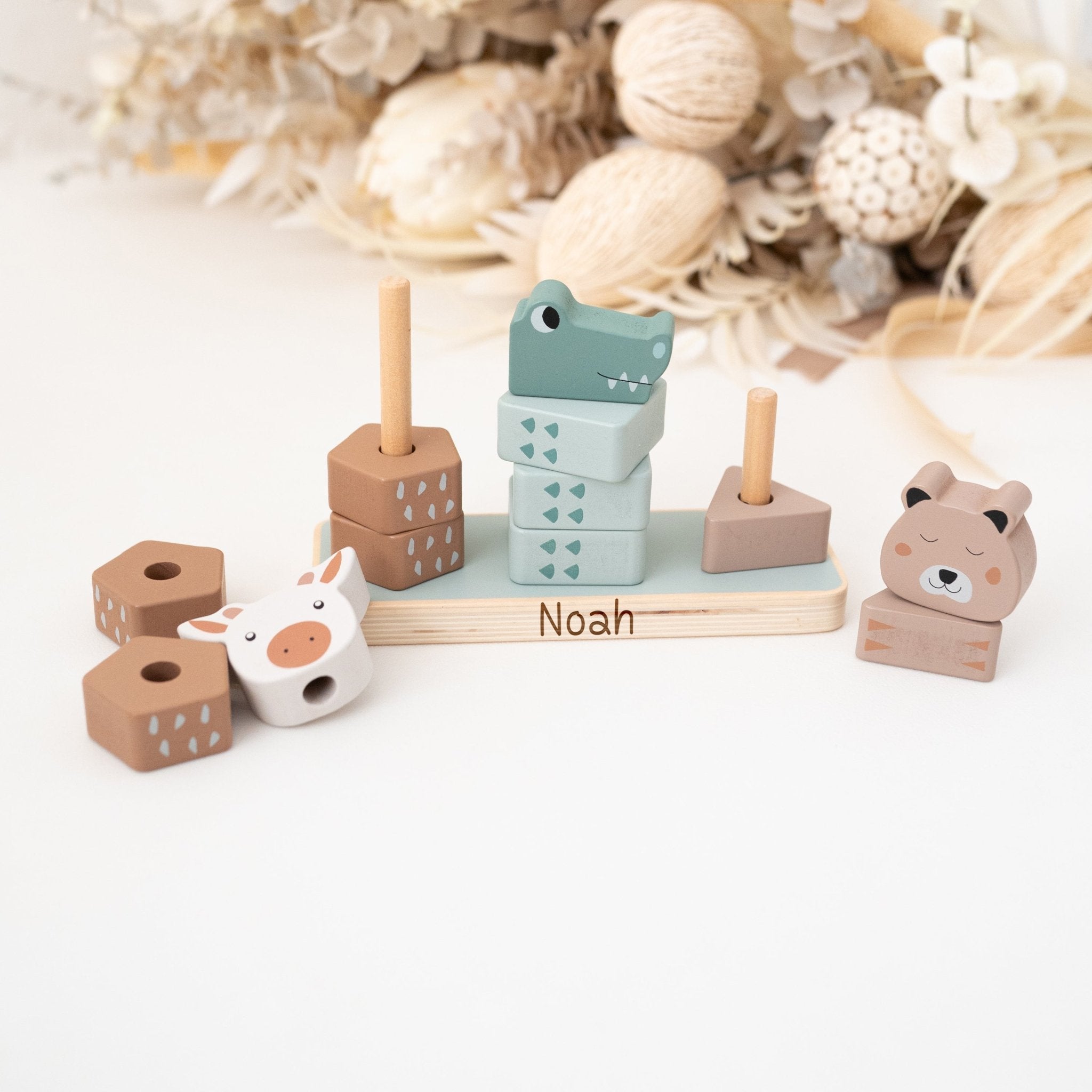 JOLLEIN Stapelspiel Dschungel Holz personalisiert - wunderwunsch