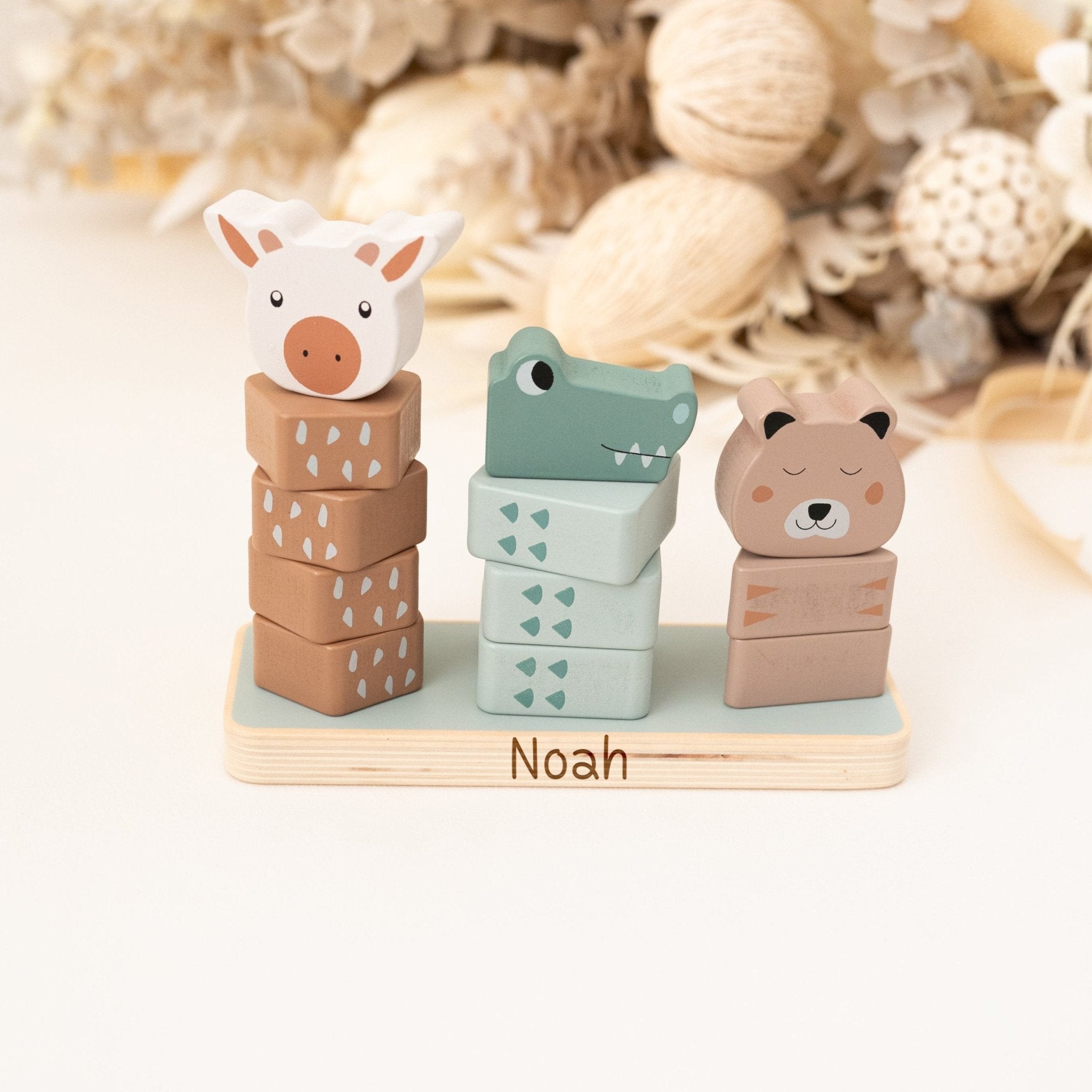 JOLLEIN Stapelspiel Dschungel Holz personalisiert - wunderwunsch