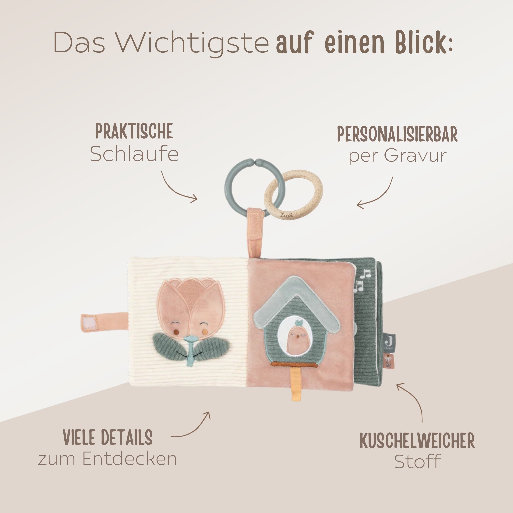 JOLLEIN Stoffbuch personalisiert - Fee & Auto - wunderwunsch