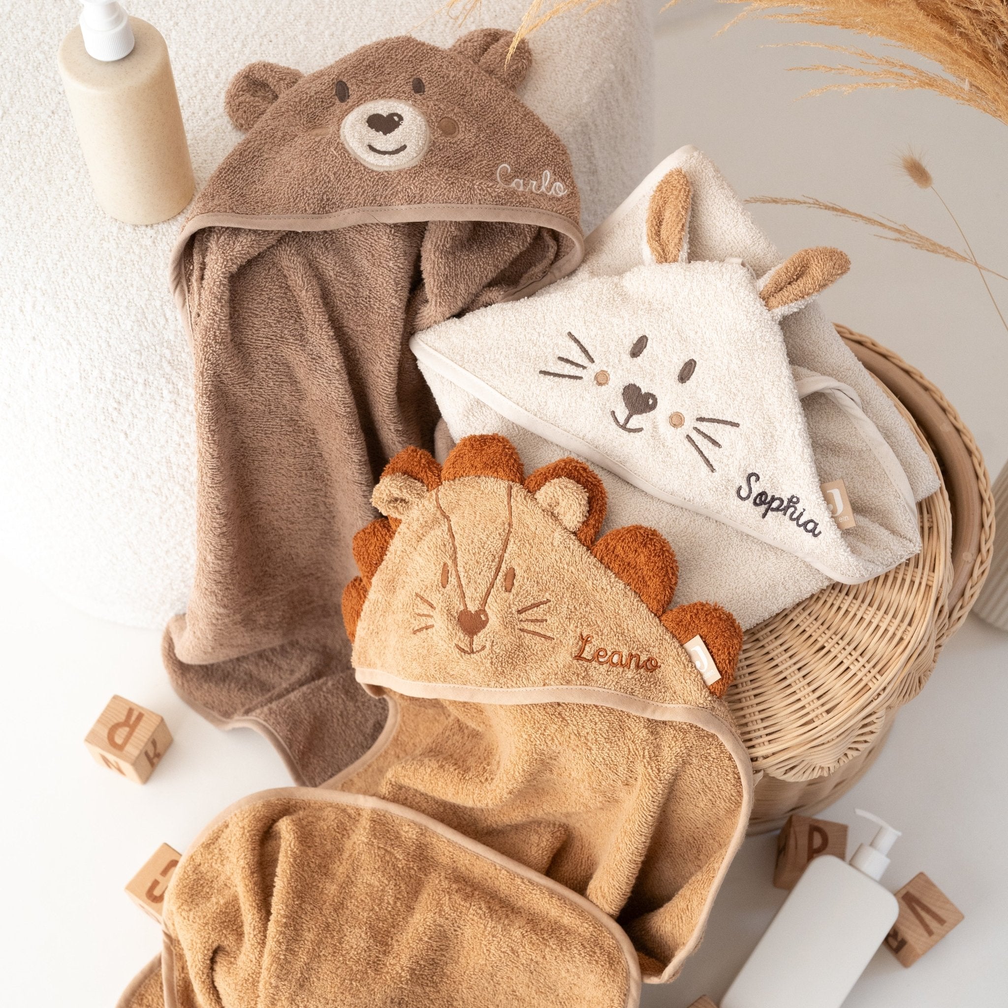 JOLLEIN x Wunderwunsch Tier Baby Kapuzenhandtuch Frottee - wunderwunsch