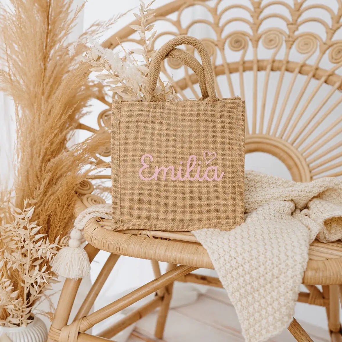 Jutetasche personalisiert - Herz - wunderwunsch