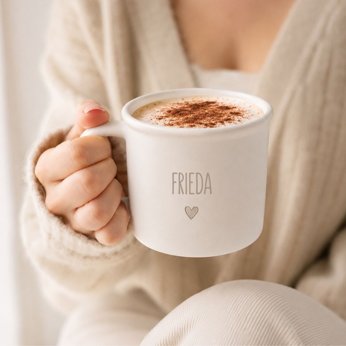 Kaffeetasse Keramik 300ml - Name und Herz - wunderwunsch
