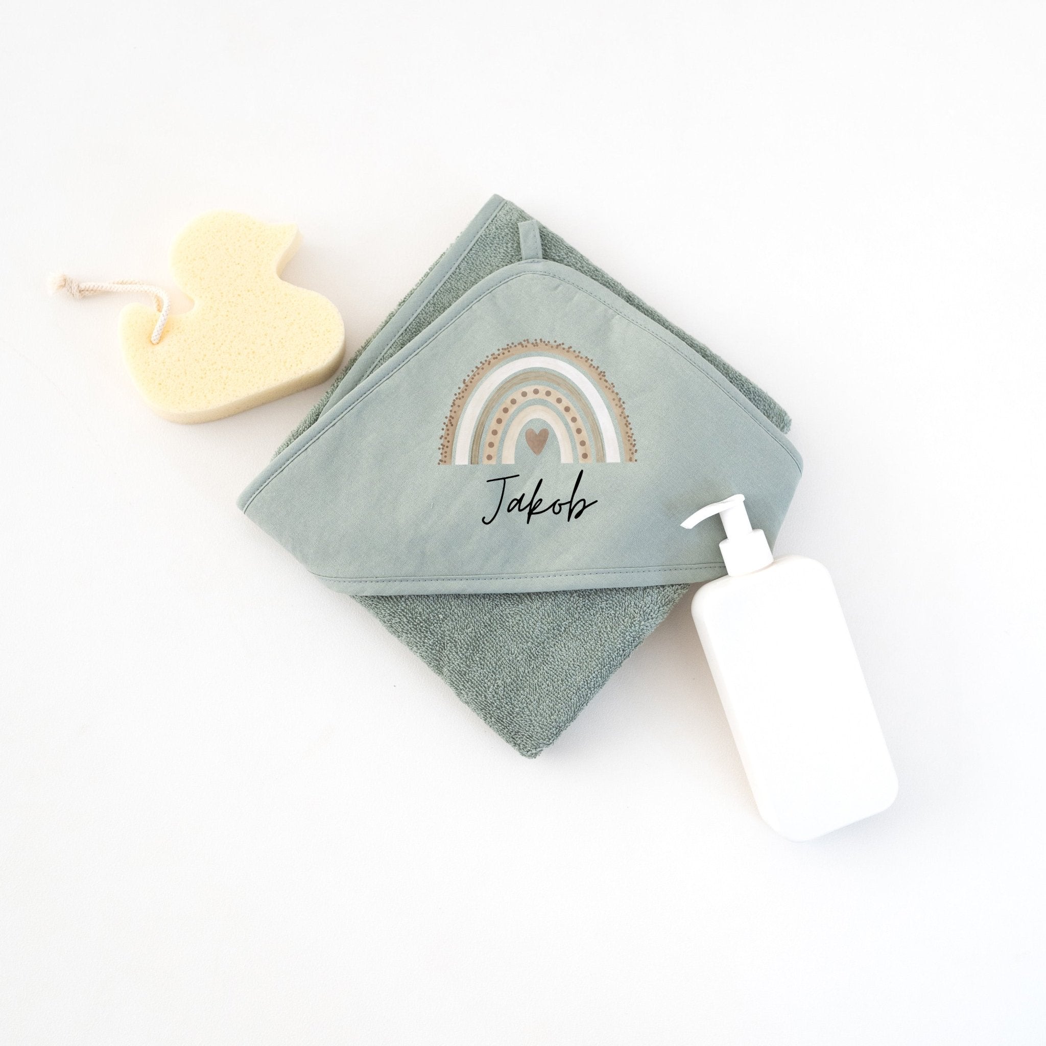 Kapuzenhandtuch Baumwolle "Regenbogen" personalisiert - wunderwunsch