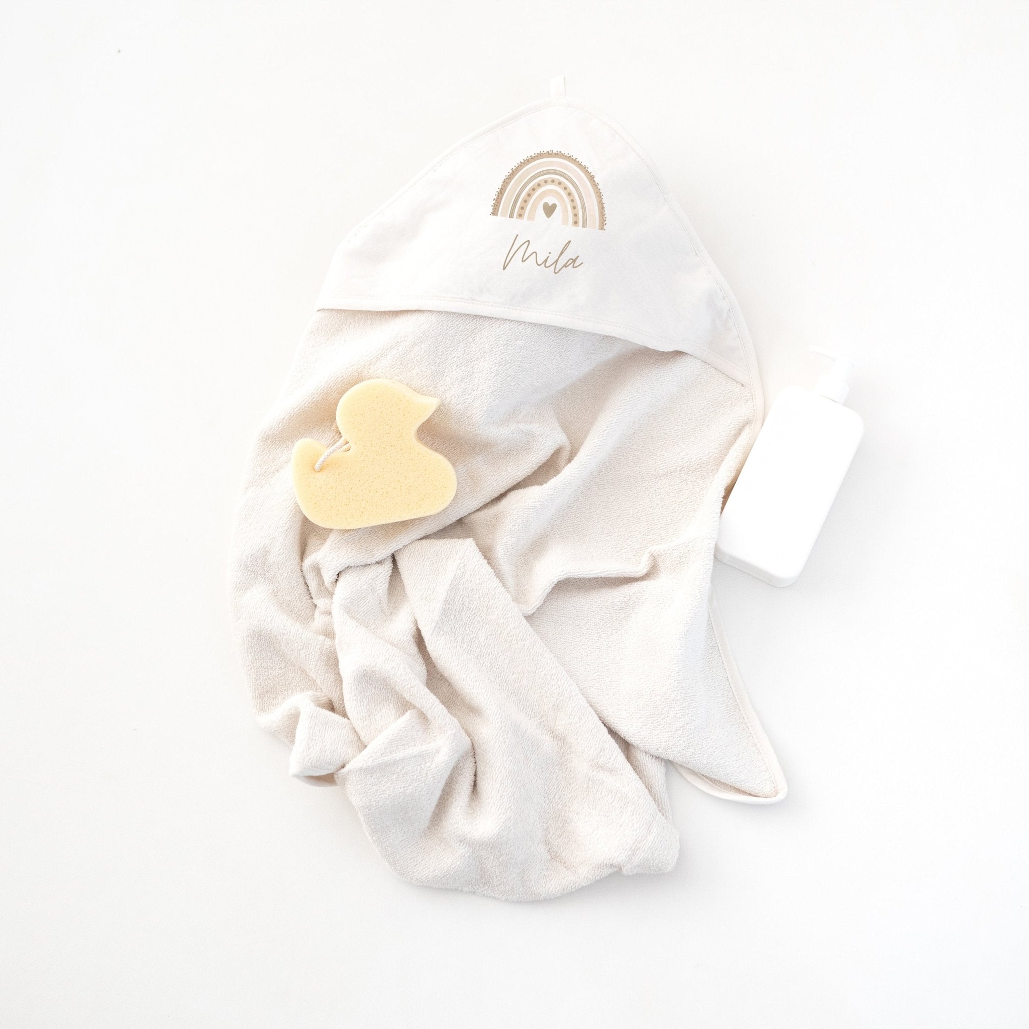 Kapuzenhandtuch Baumwolle "Regenbogen" personalisiert - wunderwunsch