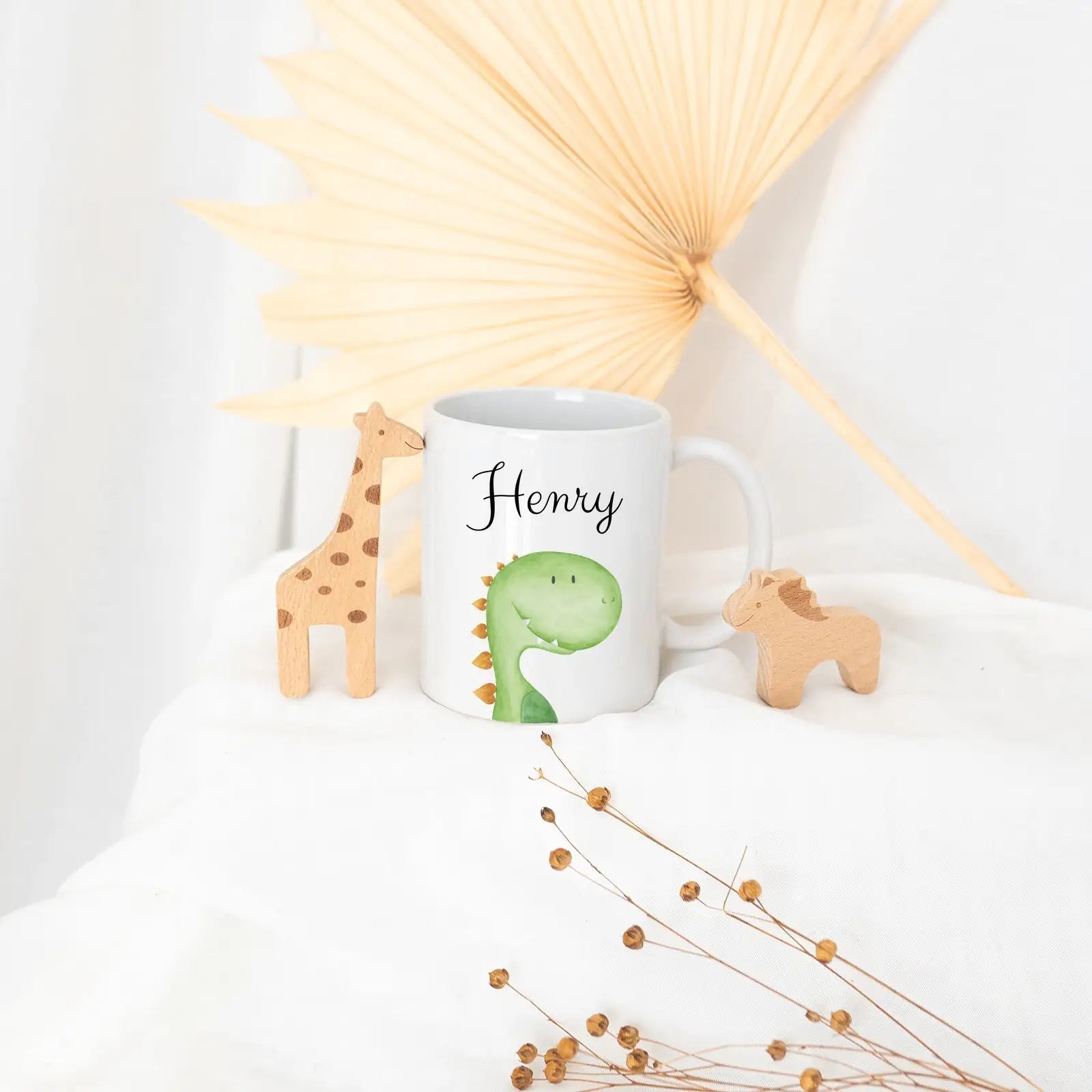 Keramik Kindertasse personalisiert - Tier Aquarell - wunderwunsch