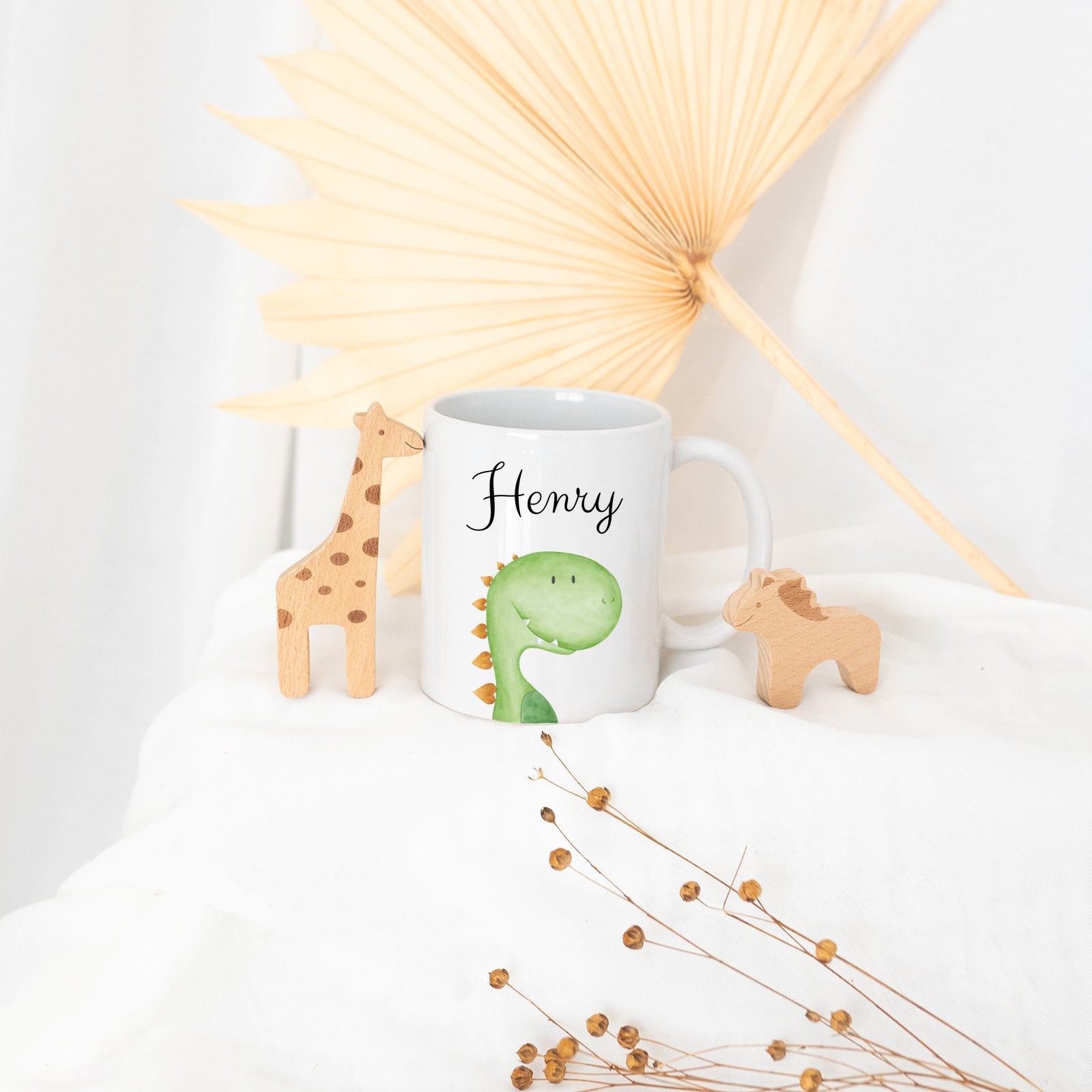 Keramik Kindertasse personalisiert - Tier Aquarell - wunderwunsch