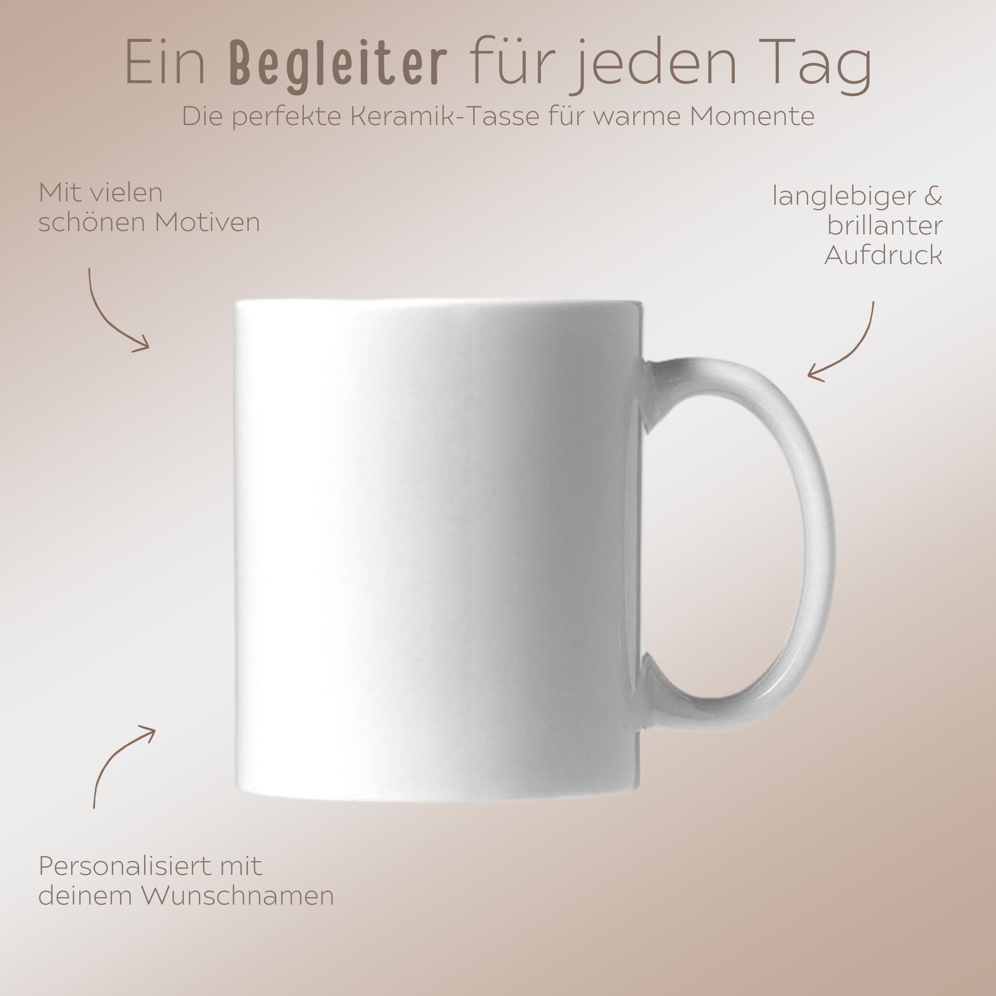 Keramik Kindertasse personalisiert - Tier Wald Aquarell - wunderwunsch