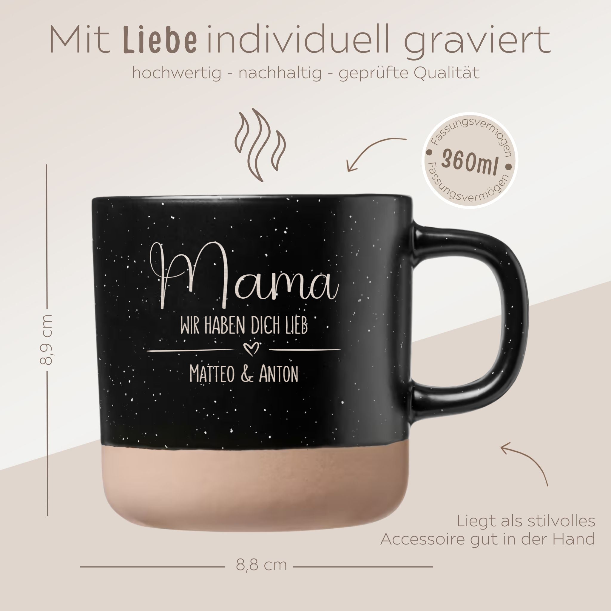 Keramikbecher Steingut - Lieb haben - wunderwunsch