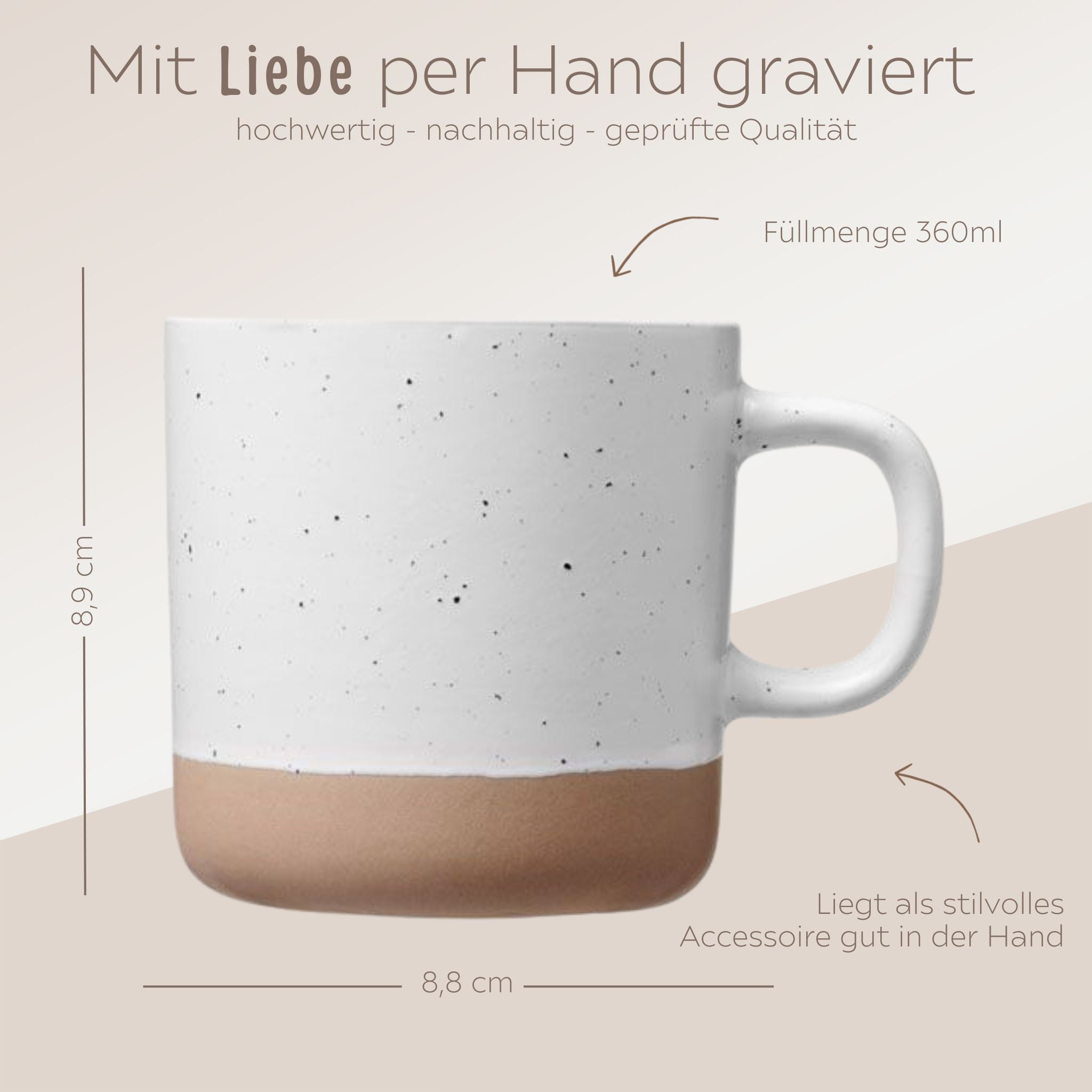 Keramikbecher Steingut - Lieb haben - wunderwunsch