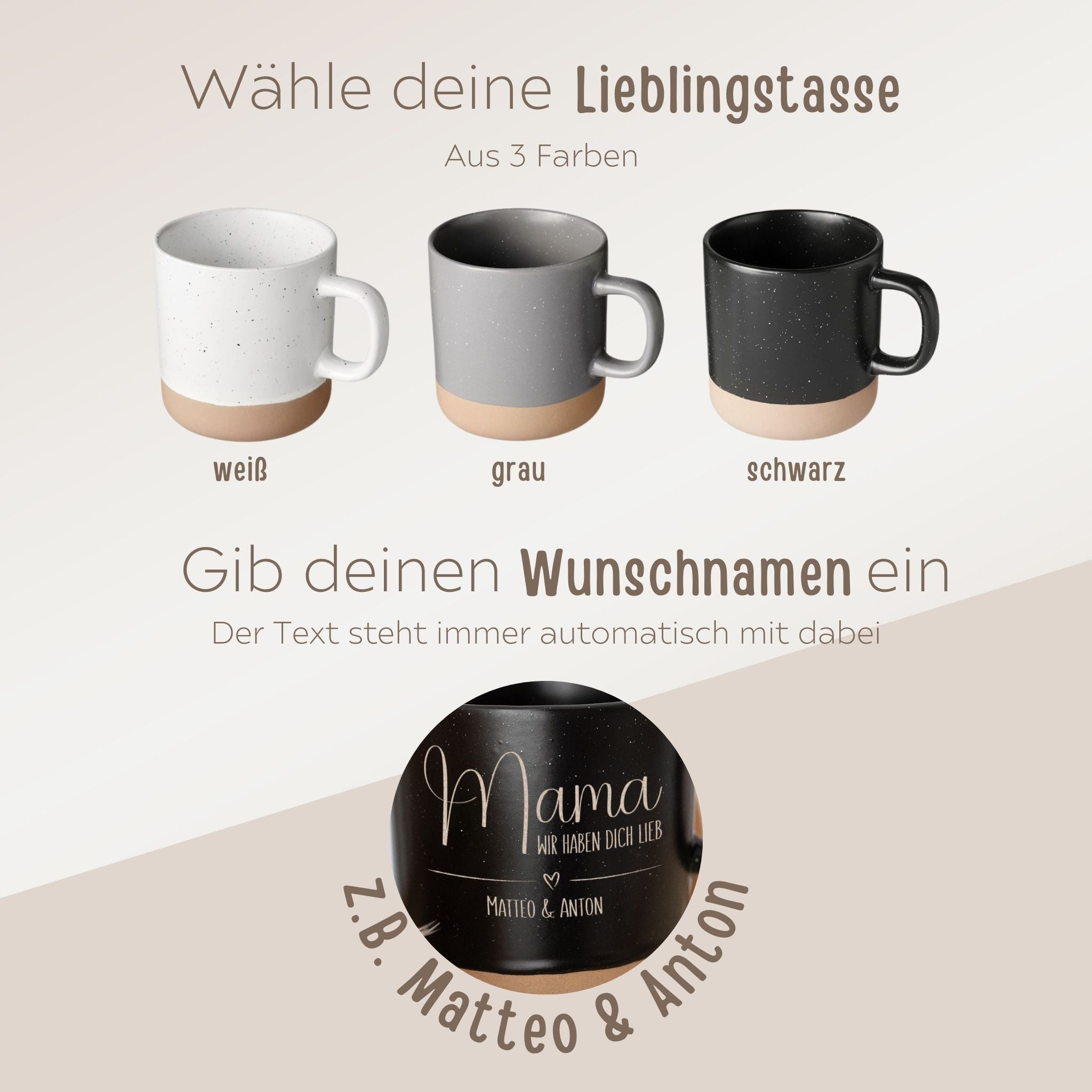 Keramikbecher Steingut - Lieb haben - wunderwunsch