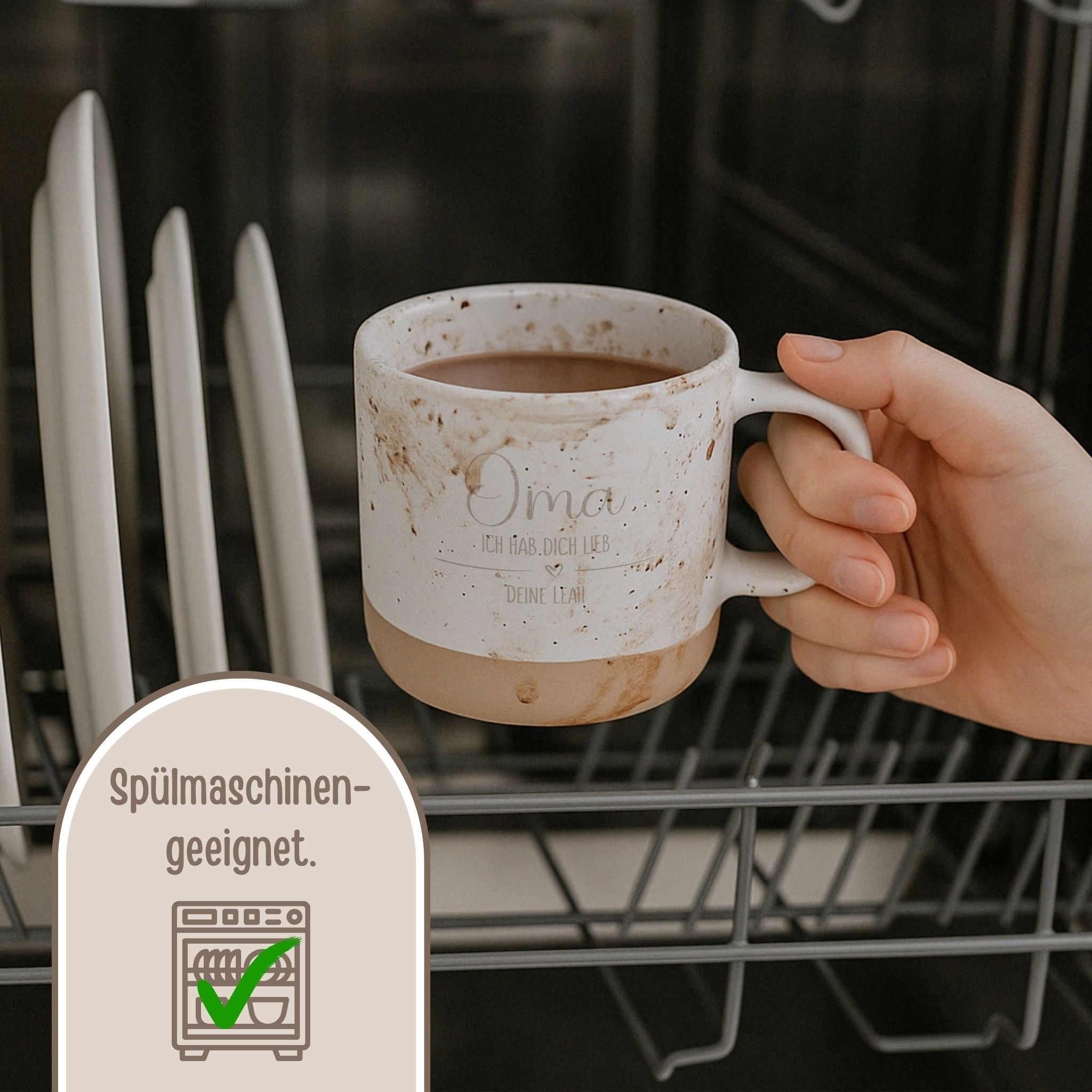 Keramikbecher Steingut - Lieb haben - wunderwunsch