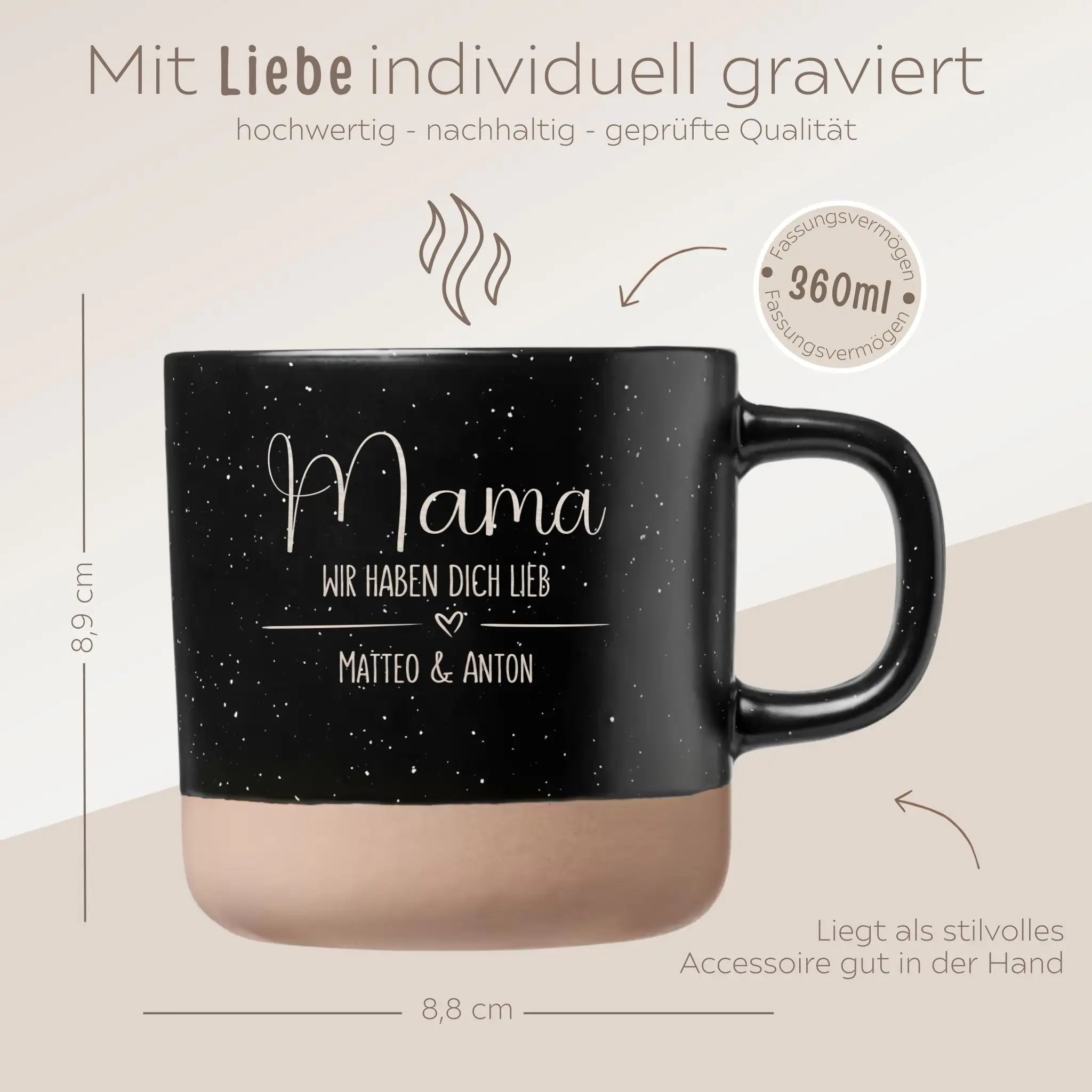 Keramikbecher Steingut - Lieb haben - wunderwunsch