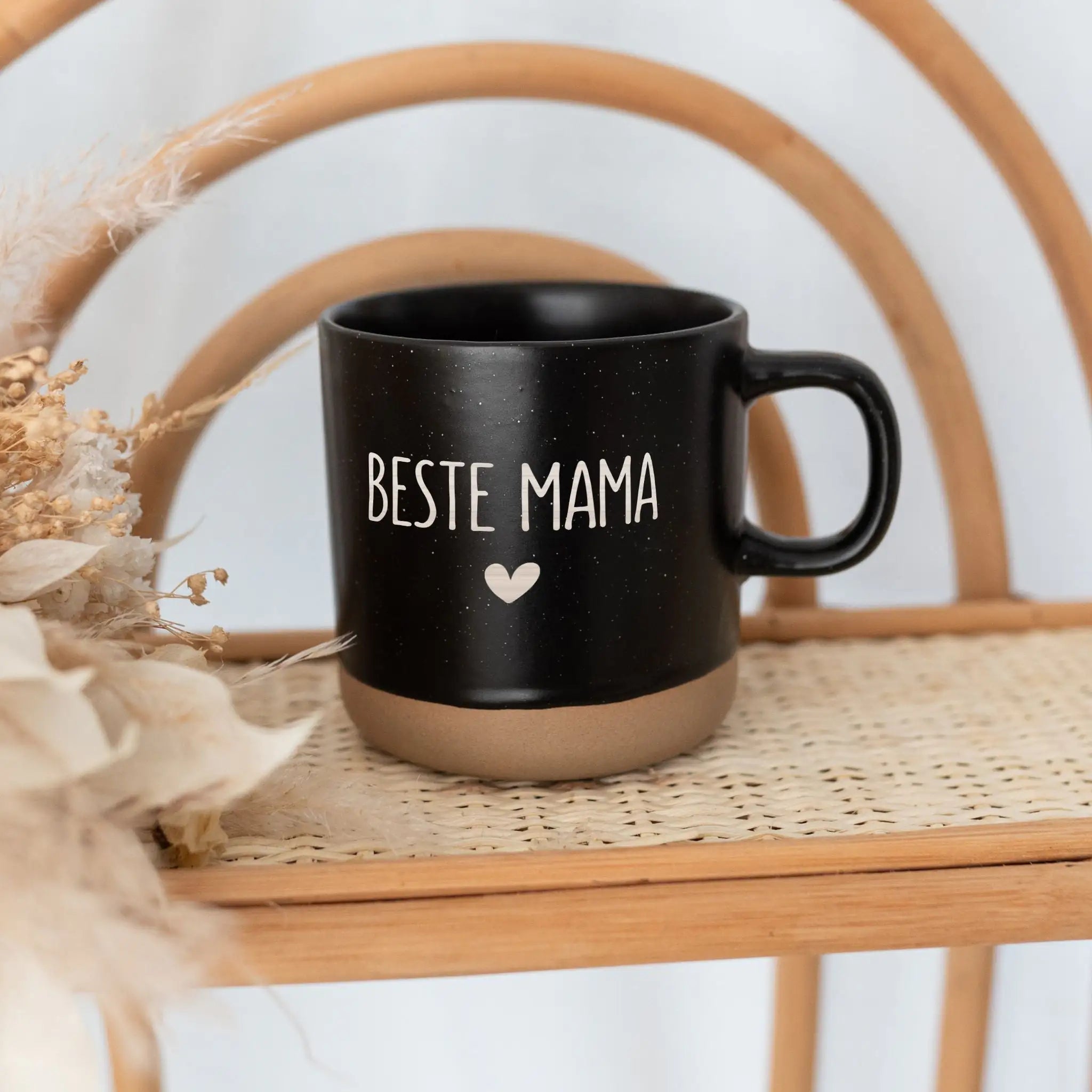 Keramikbecher Steingut - Name und Herz - wunderwunsch
