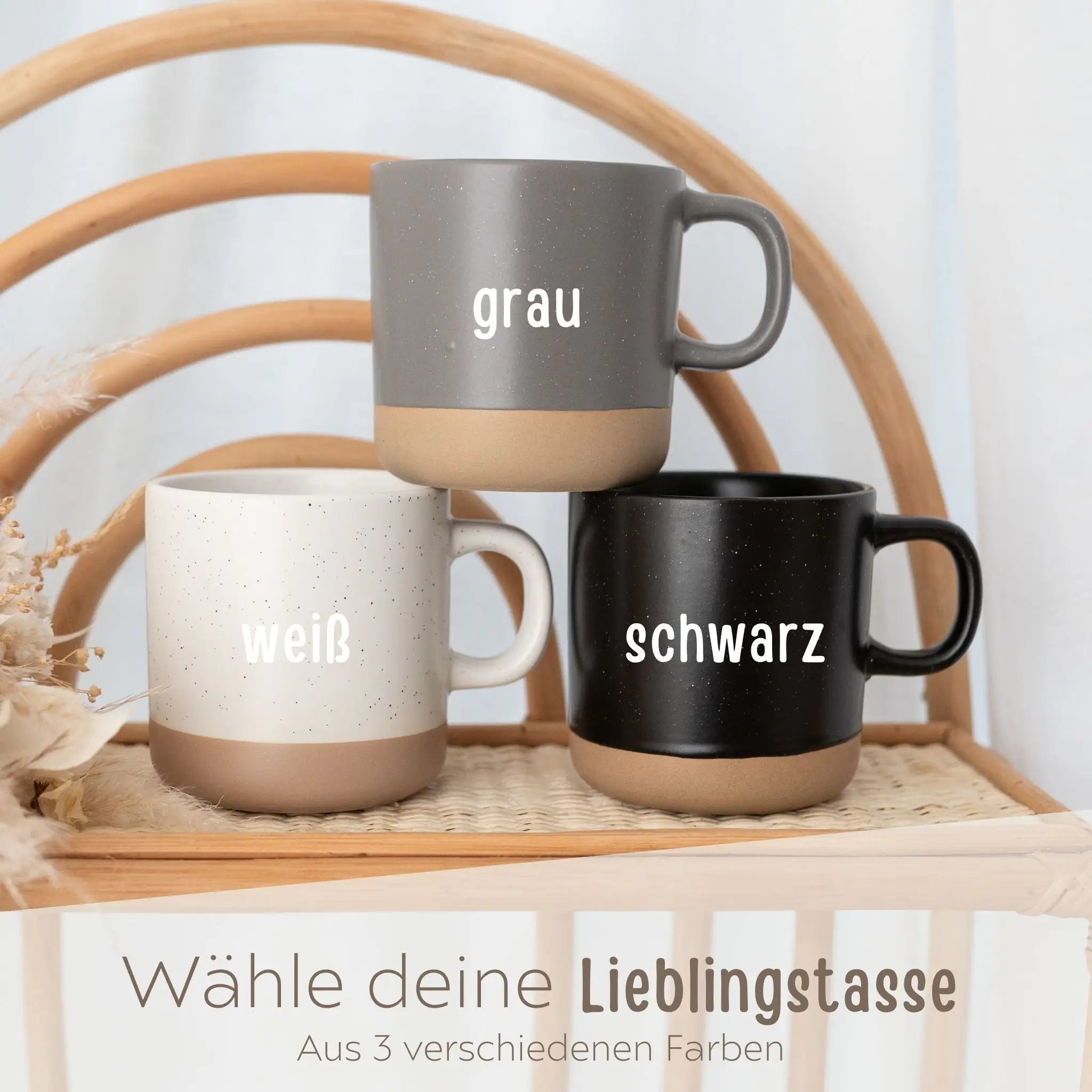 Keramikbecher Steingut - Name und Herz - wunderwunsch