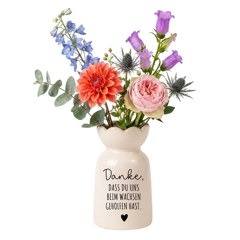 Keramikvase Blumenform - Danke, dass du beim wachsen geholfen hast - wunderwunsch