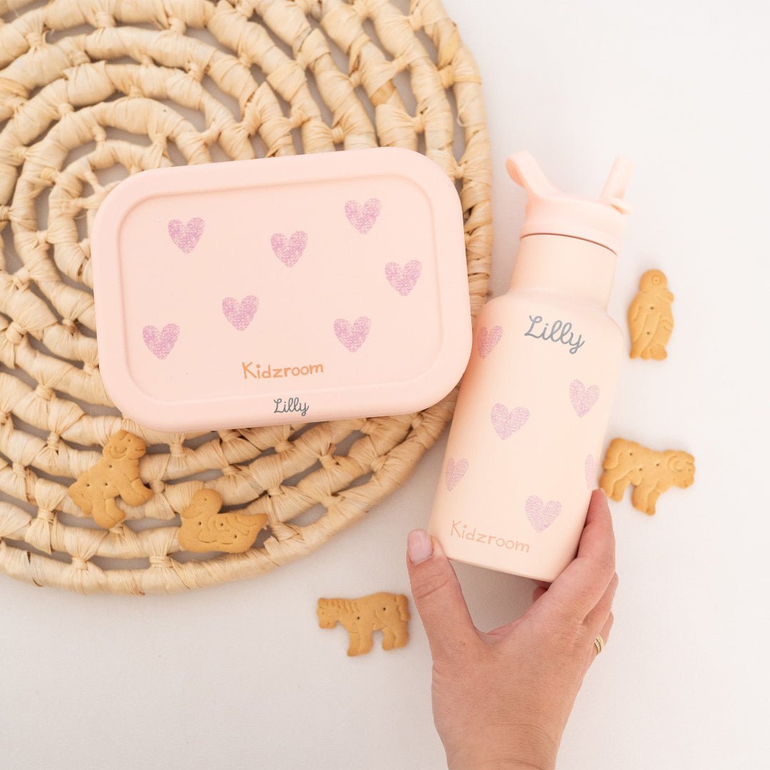 KIDZROOM Set Lunchbox Lovely Lunch und Trinkflasche personalisierbar - wunderwunsch