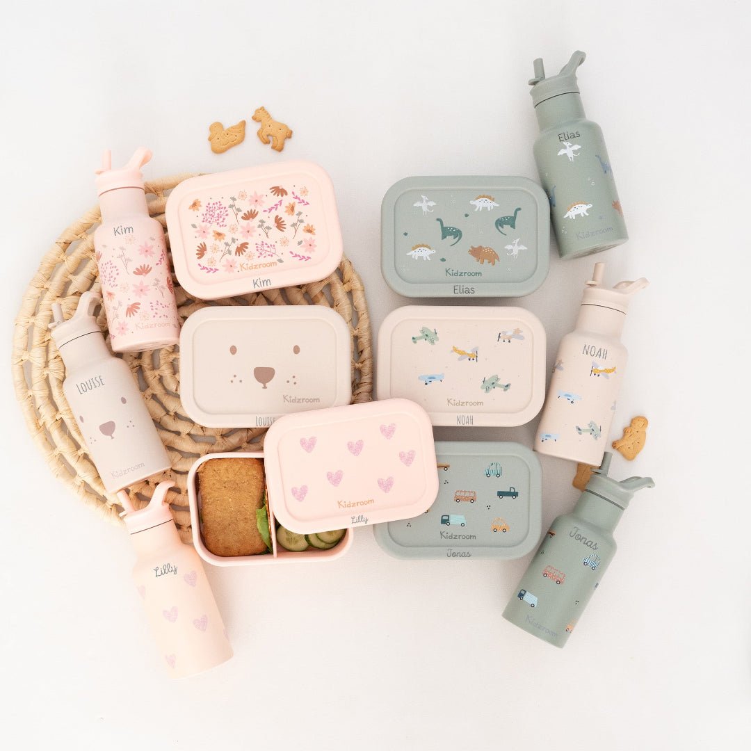KIDZROOM Set Lunchbox Lovely Lunch und Trinkflasche personalisierbar - wunderwunsch