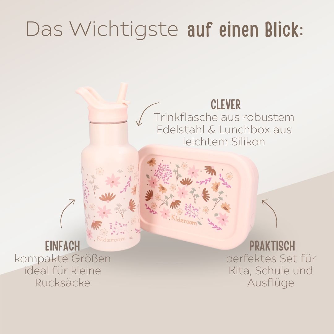 KIDZROOM Set Lunchbox Lovely Lunch und Trinkflasche personalisierbar - wunderwunsch