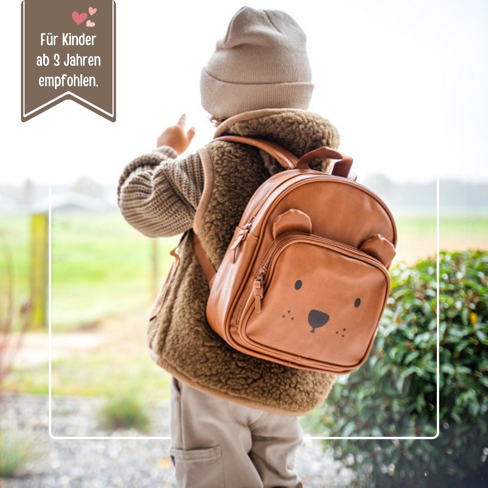 KIDZROOM Teddy Rucksack Leder - wunderwunsch