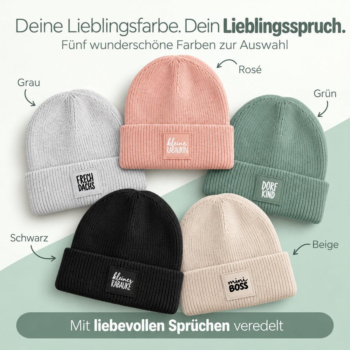 Kinder Beanie Mütze mit Spruch - wunderwunsch