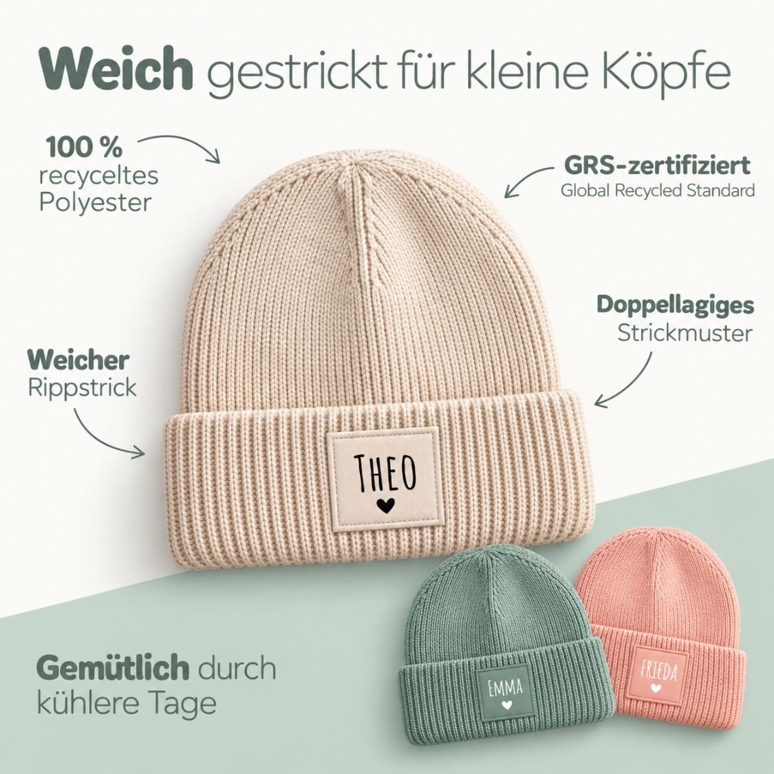 Kinder Beanie Mütze personalisiert - wunderwunsch