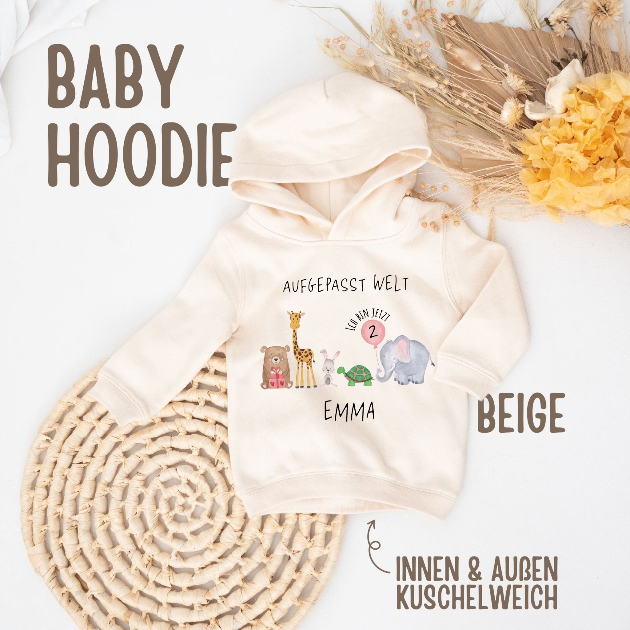 Kinder Hoodie "Geburtstagstiere" personalisiert - wunderwunsch
