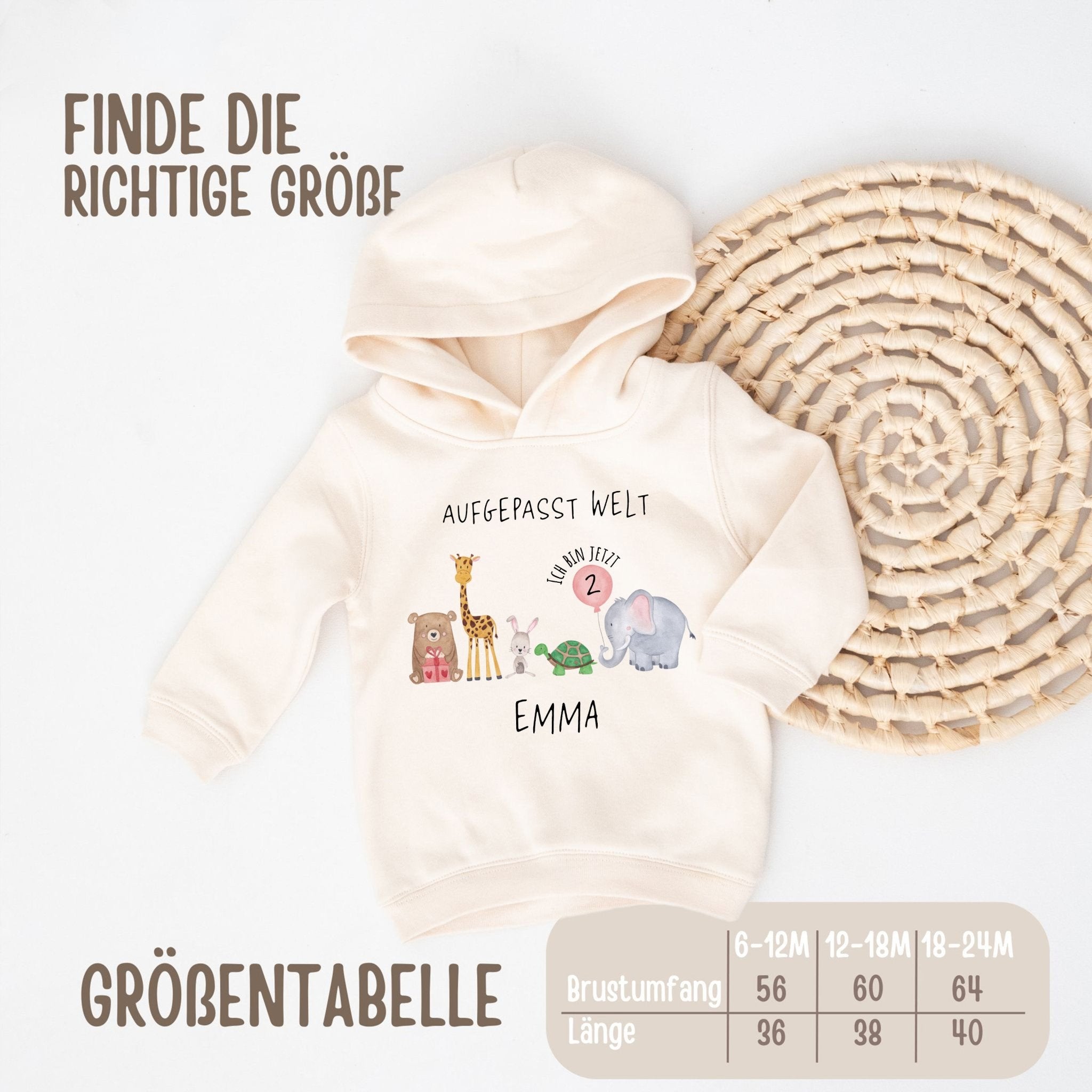Kinder Hoodie "Geburtstagstiere" personalisiert - wunderwunsch