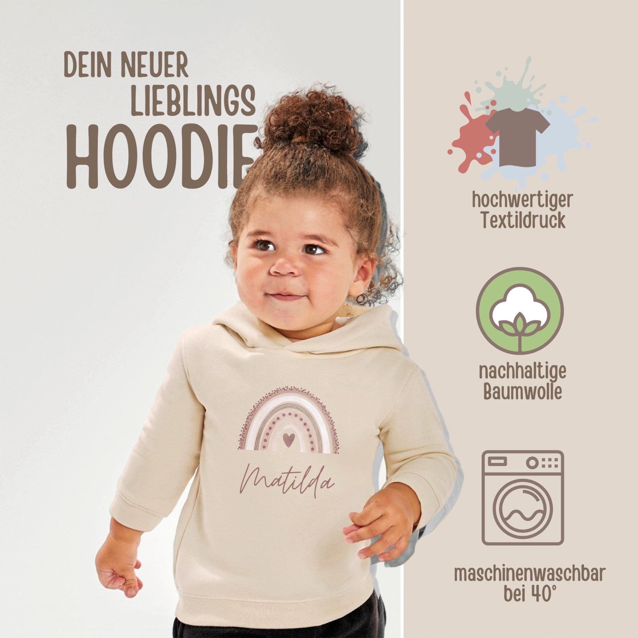 Kinder Hoodie "Regenbogen" personalisiert - wunderwunsch