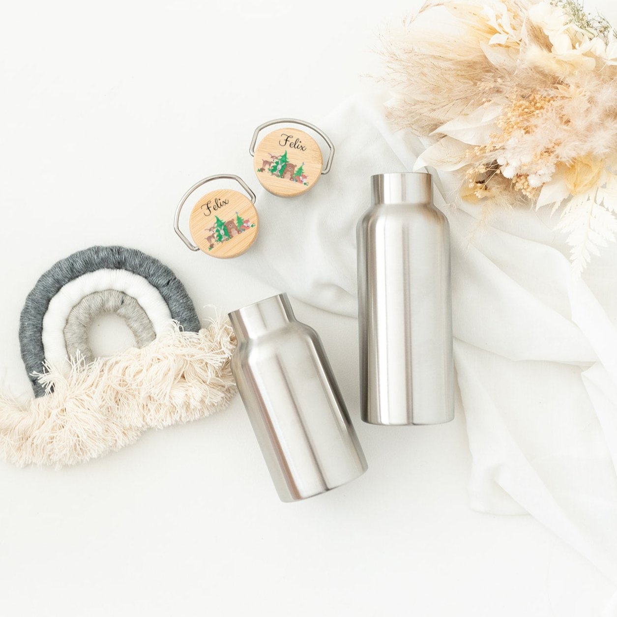 Kinder Trinkflasche Edelstahl personalisiert - Waldfreunde Aquarell - wunderwunsch
