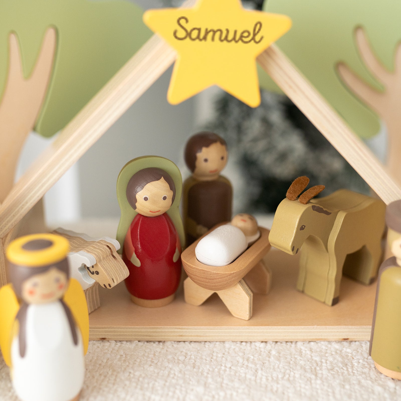 Kinder Weihnachtskrippe Holz personalisiert - wunderwunsch