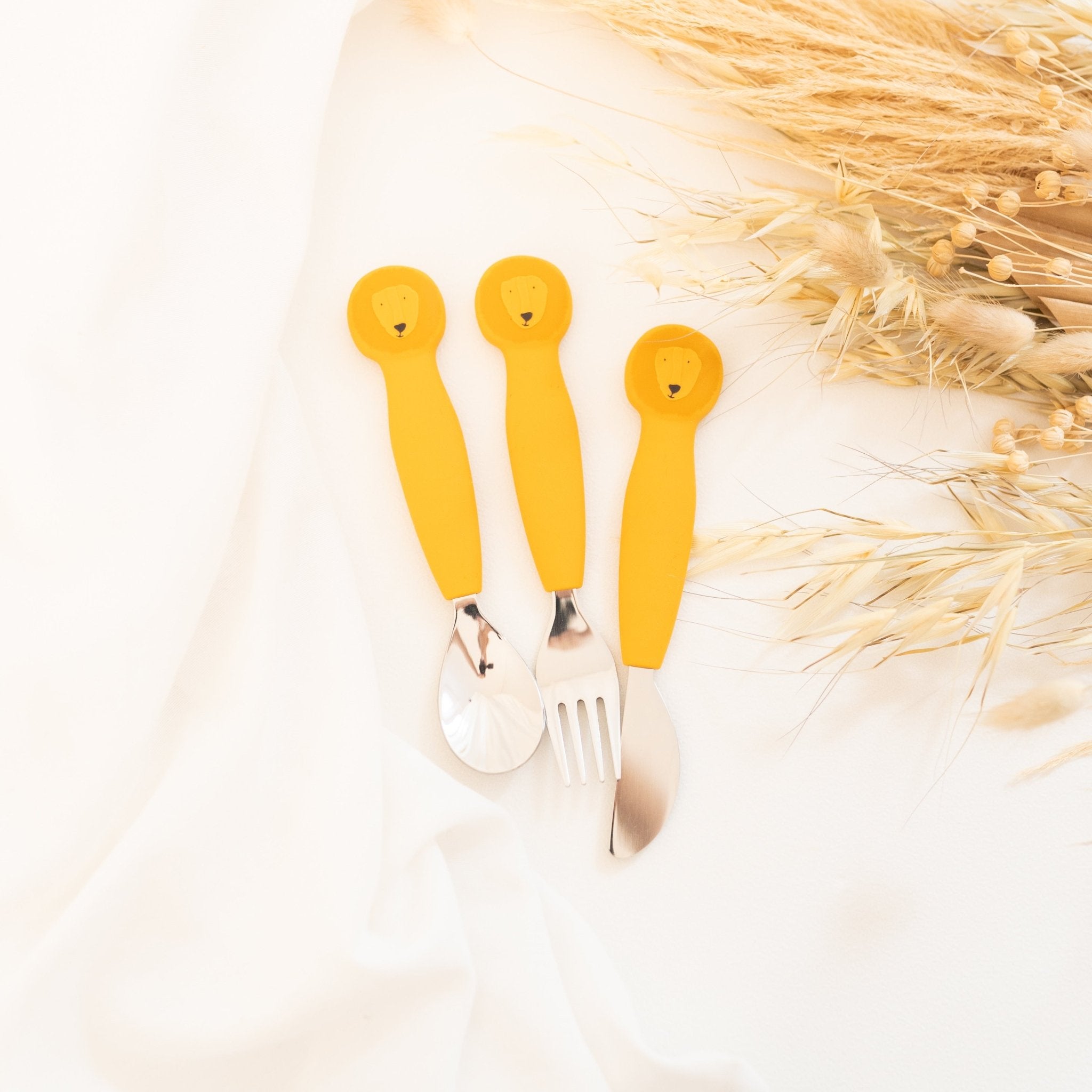 Kinderbesteck Set aus Edelstahl und Silikon - Tier - wunderwunsch