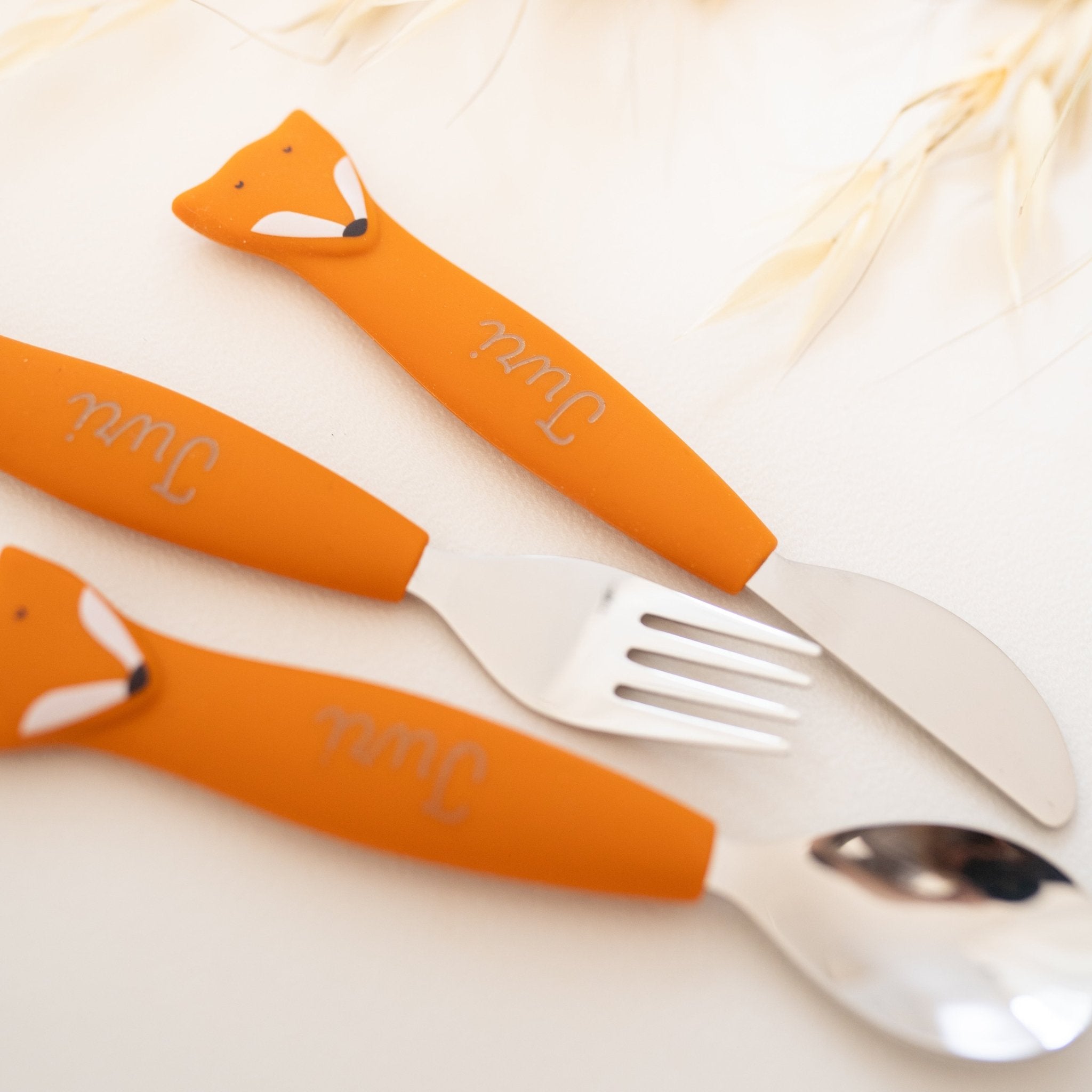 Kinderbesteck Set aus Edelstahl und Silikon - Tier - wunderwunsch