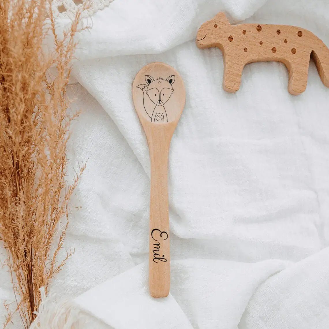 Kinderlöffel Holz personalisiert - Tier - wunderwunsch