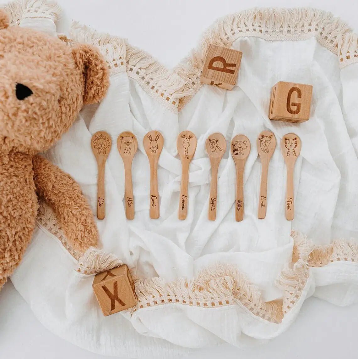 Kinderlöffel Holz personalisiert - Tier - wunderwunsch