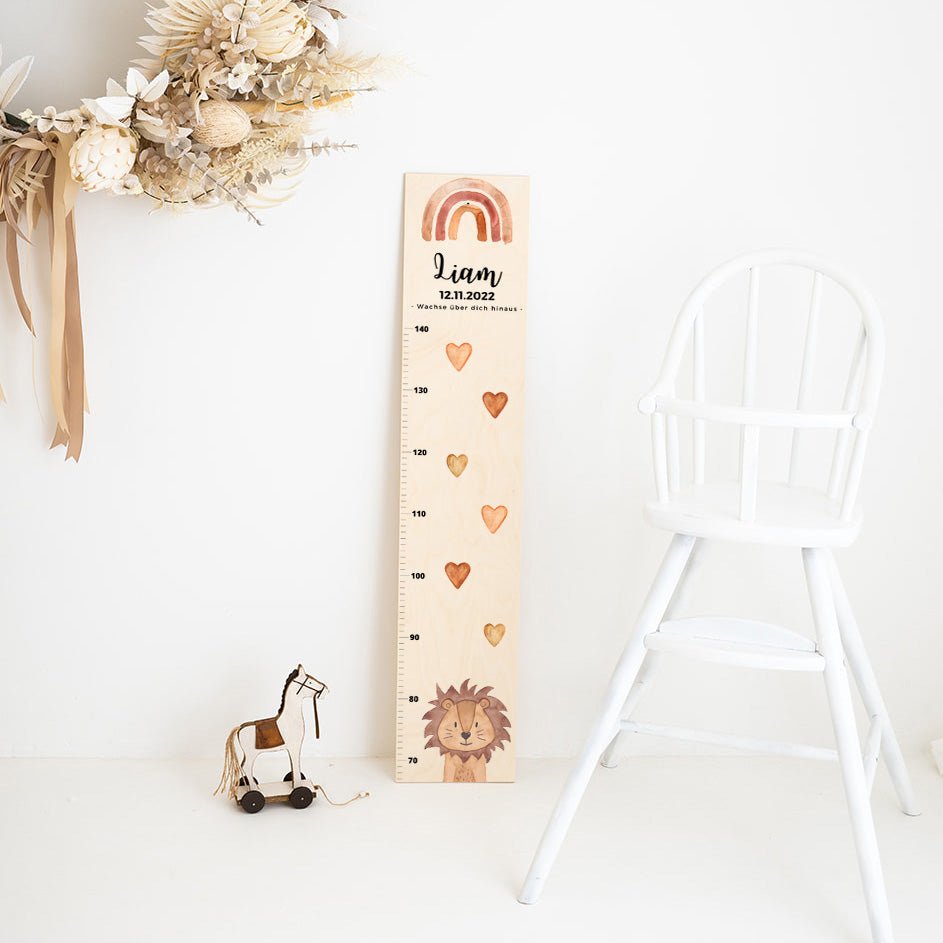 Kindermesslatte Holz personalisiert - Tier Aquarell - wunderwunsch